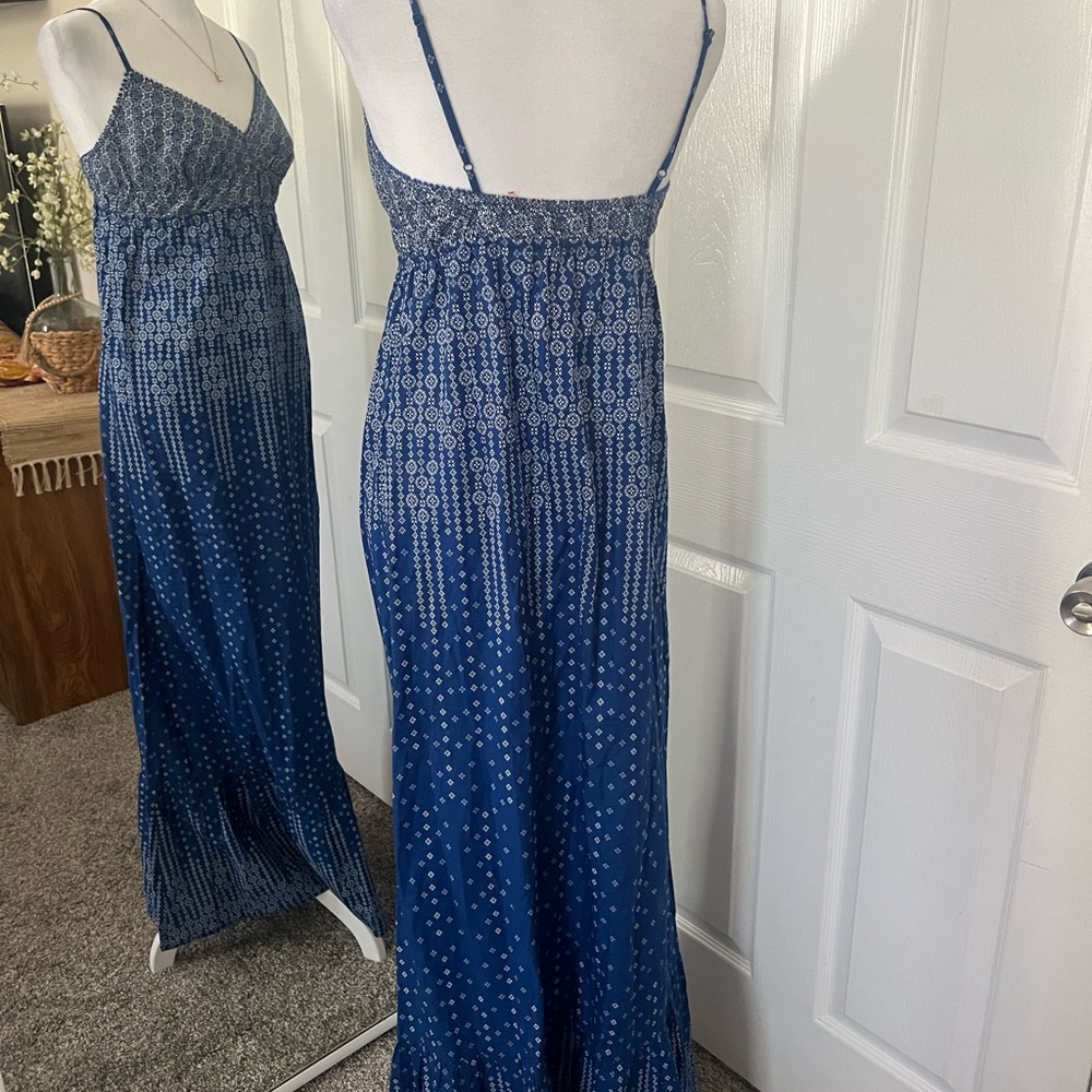 NWOT American Eagle Royal Blue Printed Maxi Dress Size 6 - Picture 5 of 8